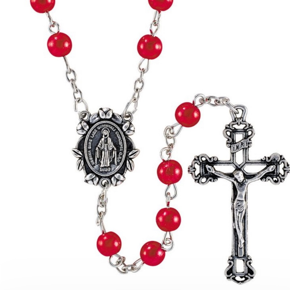 Catholic Red Traditional Rosary Beads